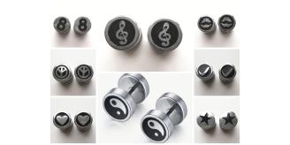 Wholesale Joblot of 50 Stainless Steel Barbell Ear Studs Peace, Lips, Star, Notes etc