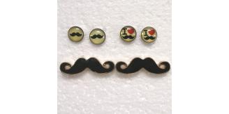 Wholesale Joblot of 50 Vintage Look Moustache Earrings In 3 Designs