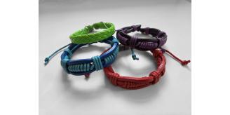 Wholesale Lot of 50 Bright Colourful Leather Bracelets, Mens & Womens