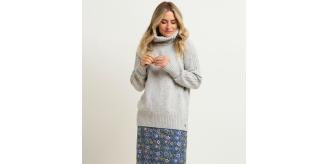 Job Lot of 1 Brakeburn Women's Grey Coastal Roll Neck Jumper