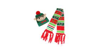 20pc CHILDRENS CHRISTMAS HAT AND SCARF SET 10 SETS | GCSCARF021 UK SELLER