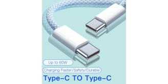 100 × Fast Charging PD60W USB-C to USB-C Cables for iPhone 15/16/17 – 5 Mixed Colours – 1m / 2m