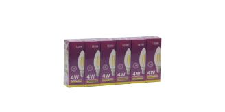 96 Filament Candle Bulbs (16 x 6-Pack)  – Levin 4W LED, Warm White 2700K, C11 Filament Style, E14 Base, Vintage Look, Energy Efficient