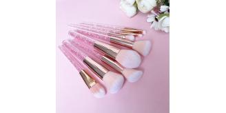 Joblot 185pc Pink Diamonte Handle Makeup Brush Set (8 brushes per set)