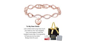 10 Sets-Infinity Bracelet for Sister Rose Gold with Message Card Gift Bag|GSVB061-Rosegold-SISTER-MSG Giftbag-10 Sets|UK SELLER