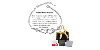 10 Sets-Bracelet for Granddaughter Linked Heart Bracelet with Christmas Message Card Gift Bag|GCJ244-GrandDaughterMSG-Christmas+GiftBag-10 Sets|UK SEL