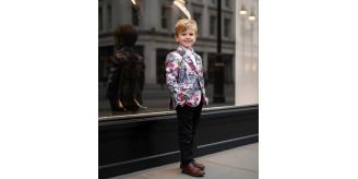 Boys Floral Blazer Slim Fit Tuxedo Jacket Formal Wedding Party Suit Kids 4–12 Y