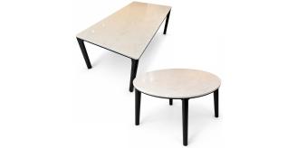 One Off Job Lot of 7 David Phillips Mixed Modern Stone-Top Dining Tables