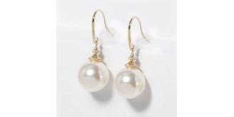 Sterling Silver Glass Pearl Fishhook Drop Earrings 