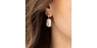 Large natural Pearl Sterling Silver Earrings