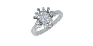 Silver & Clear CZ Starburst ring