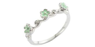 Turquoise Enamel Flowers & CZ ring