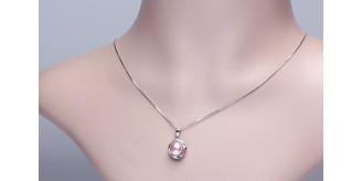 925 Silver Freshwater Pearl Pendant/Necklace, Pink/White