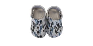 CHILDREN'S CLOGS - GREY WITH PAINT SPLASH PRINT DETAIL, 5 SIZES, 50 UNITS PER JOB LOT