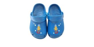 CHILDREN'S CLOGS - BLUE WITH ROCKET DETAIL, 5 SIZES, 50 UNITS PER JOB LOT