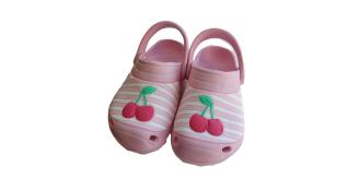 CHILDREN'S CLOGS - PINK WITH CHERRY DETAIL, 5 SIZES, 50 UNITS PER JOB LOT