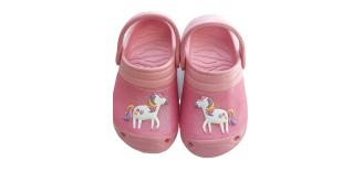 CHILDREN'S CLOGS - PINK WITH UNICORN DETAIL, 5 SIZES, 10 UNITS PER JOB LOT