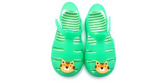 CHILDREN'S JELLIES - GREEN WITH TIGER DETAIL, 5 SIZES, 10 UNITS PER JOB LOT