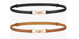 Womens Skinny belts in Black and Brown as a pack of 2 
