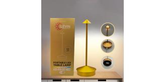 15xLevin Cordless LED Table Lamp Gold–Rechargeable, Touch Control, Dimmable, 3 Colour Modes–Ideal for Hospitality & Home Retail