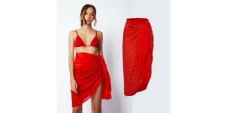 22 Designer Bamboo Sarongs | Hand-Drawn Abstract Print | Red Fuchsia & Orange