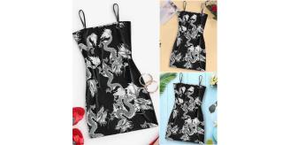 Slim fit Gothic style Mini Dress with Dragon print
