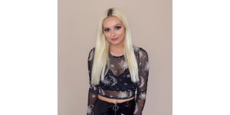 Transparent Black Mesh Crop Top with White Sun & Moon print