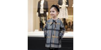Toddler Girls Plaid Wool Blend Coat Baby Doll Bow spring Jacket Age 2–4
