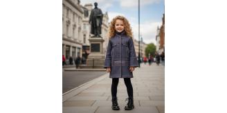 Girls Double Breasted Trench Coat High Neck Vintage Jacket Spring Fall Coat Ages 3-10Y