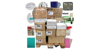 Pallet of 1,465 Mixed Arts & Crafts Stock - Paint Palettes, Card, Pots, Etc.