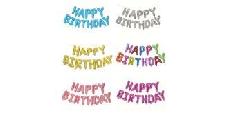 JOBLOT 300pcs Happy Birthday Foil Balloon Banner Bunting Self Inflating Letters Mixed Colours Wholesale
