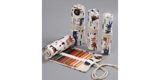 canvas roll pencil case with pencils