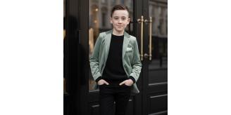 Boys' Green Matte Velvet Blazer casual jacket - Soft, Stylish & Comfortable, Ages 6-12 Years