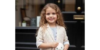 Girls Polka Dot Blazer Cream Cotton Jacket Vintage Kids Spring Summer Coat Ages 6-12Y