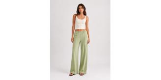 Sage Textured Wide Leg Trousers – 34 Inch - plus range 