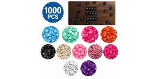 1000x Letter & Number Tiles 19mm Plastic Mixed Colours Craft Game Pieces Job Lot