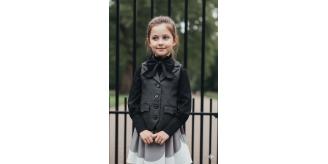 Girls Dark Grey Wool Vest with Bow Tie, Vintage Waistcoat, Ages 3-10Y
