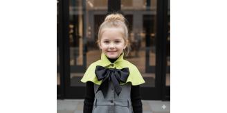 Girls spring Cape Vintage Knit Party Dress Apple Green Bow Outfit Age 9-12Y