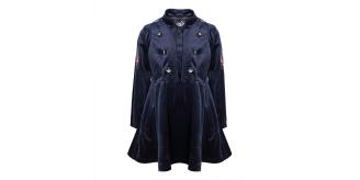 Girls Vintage Navy Velvet Trench Coat Dress, A-Line age 3-4Y toddler