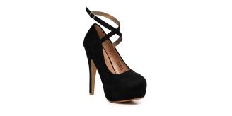 Wholesale-Women suede Black  Platform Heels for Parties,Occasional wear-12 Pairs/ 480 RRP- *)£