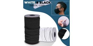 100 Rolls 5mm Flat Elastic Cord Band 25m Braided Stretch Black White Sewing Job Lot