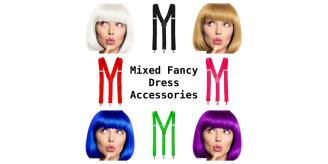 One Off Job Lot of 59 Mixed Fancy Dress Accessories - Suspenders & Wigs