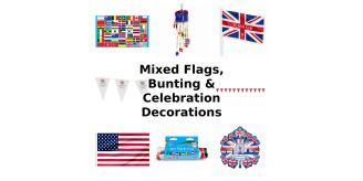 One Off Job Lot of 40 Mixed Flags, Bunting & Celebration Decorations