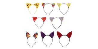 1000 Assorted Flower Cat Ear Headbands