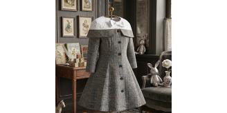 Vintage Style Baby Girl Wool Party Dress, A-Line Mini (4-7Y)