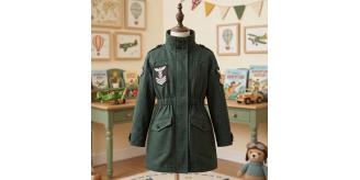 Girls Green Trench Coat Vintage Cotton Rain Jacket Kids Clothing Spring Autumn 3-5Y