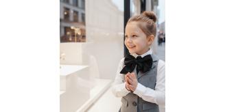 Girls Vintage Waistcoat Vest Oversized Bowtie Golden Back Chic Kids Clothing Top 3-10Y