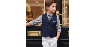 Boys Navy Waistcoat Toddler Vest 3-7Y Smart Casual Spring Summer Wedding Page Boy Outfit
