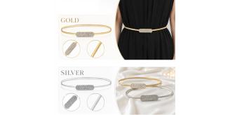100 Stretch Belts Mixed Sizes Silver & Gold Assorted Women's Fashion Waist Belts Wholesale Bulk Pack