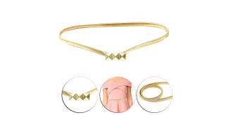 Ladies Gold Stretch Waist Belt with Three Pyramid Buckle Mix Sizes Elastic Dress Fashion Belt